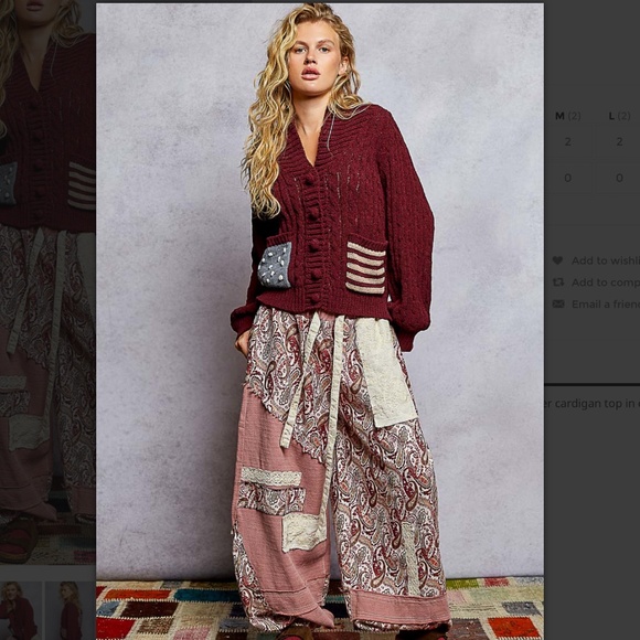 POL “ Luna ” POL Chenille Cardigan Sweater with American Flag Weave 68 - Picture 6 of 7